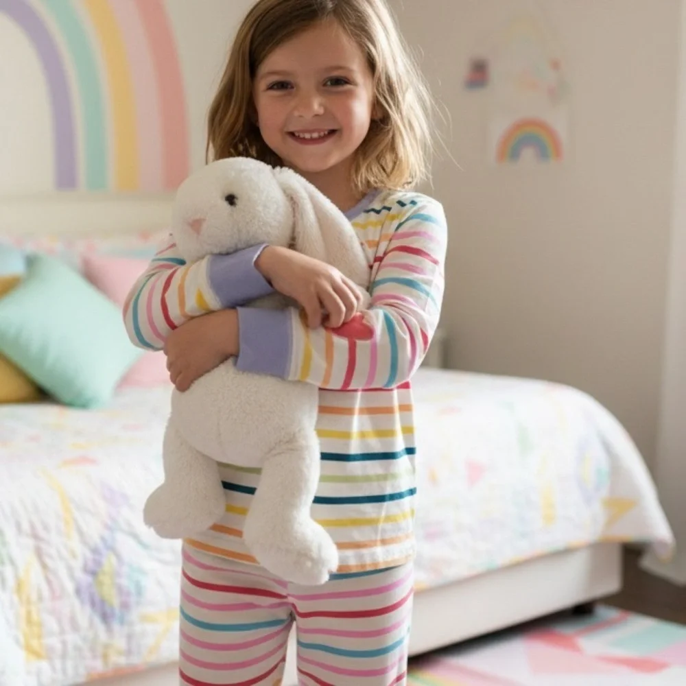 Leigh Tucker Willow rainbow Striped Pajama set NWT